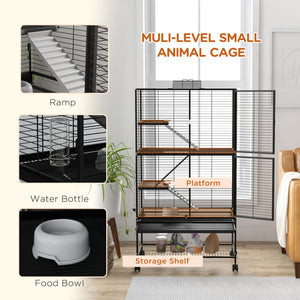 Rolling Small Animal Cage 34"H Chinchilla Cage for Ferrets, Squirrels w/ Removable Tray, Storage Shelf – view 25