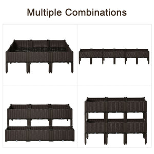 2-piece Raised Garden Bed PP Raised Flower Bed Plant Stand Stackable Vegetable Herb Grow Box