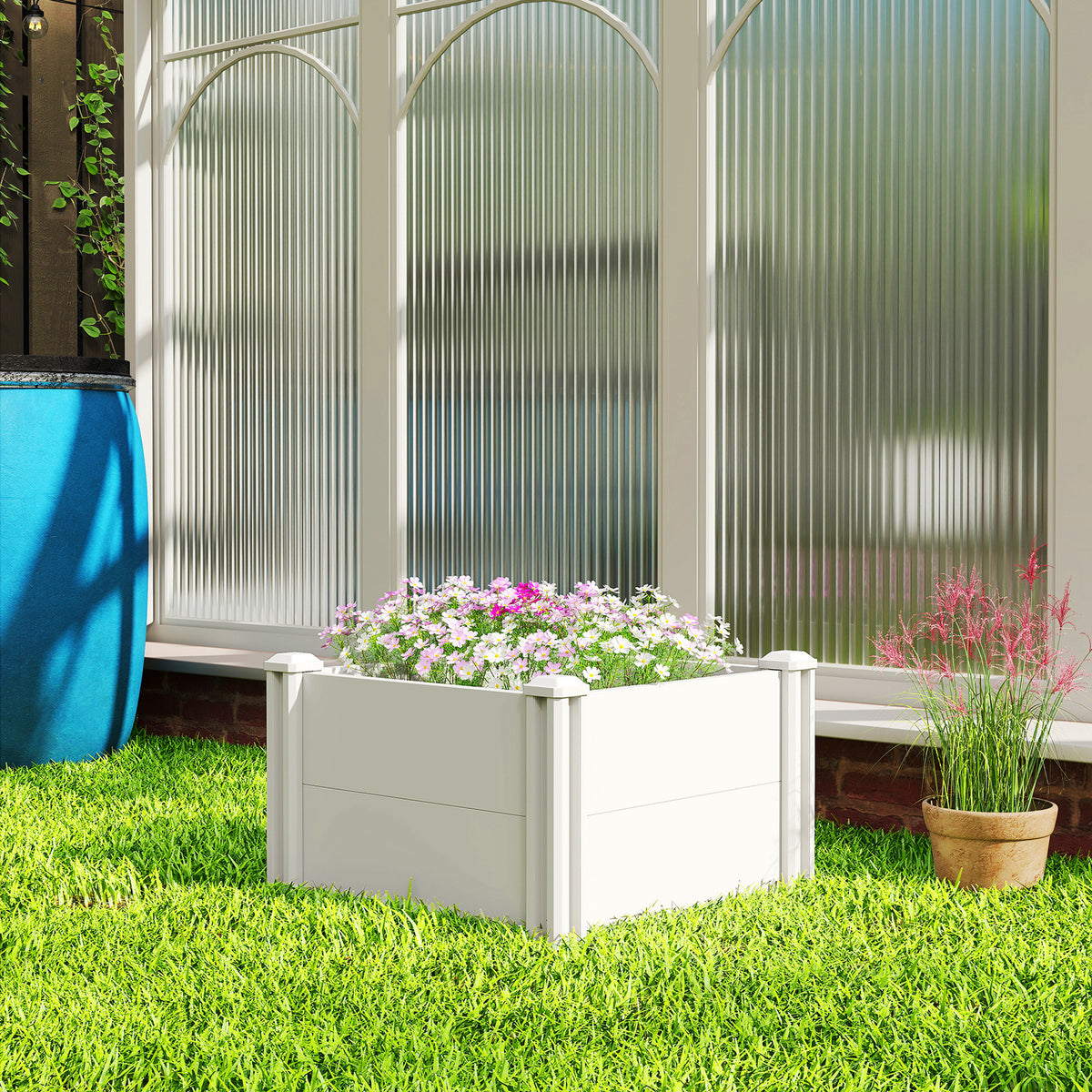Vinyl Raised Garden Bed Kit, 2 x 2 x 1ft Modular Elevated Garden Box with Slotting Legs and Open Bottom – view 7
