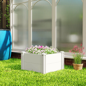 Vinyl Raised Garden Bed Kit, 2 x 2 x 1ft Modular Elevated Garden Box with Slotting Legs and Open Bottom – view 7