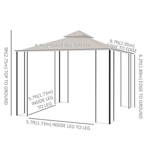 10'x10' Patio Gazebo, Outdoor Garden Canopy for Events Party Backyard with Mosquito Netting