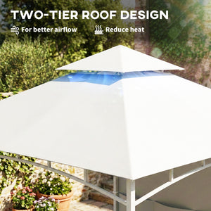 10' x 10' Patio Gazebo, Double Roof Outdoor Gazebo Canopy Shelter with Storage, Hook, Metal Frame, Dark Grey – view 10