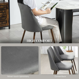 Upholstered Dining Chairs Set of 4, Velvet Accent Chair with Back and Wood-grain Steel Leg for Kitchen – view 22