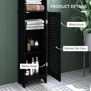 Tall Bathroom Storage Cabinet, Freestanding Linen Tower with 3-Tier Open Adjustable Shelf, White – view 12