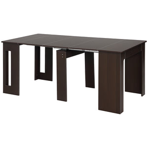 Extendable Dining Table, Expandable Kitchen Table for Small Spaces, Seats up to 6 People, Dark Brown