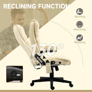 Office Chair Heated Ergonomic Massage Swivel Vibrating High Back Faux Leather Executive Chair Office (Brown)