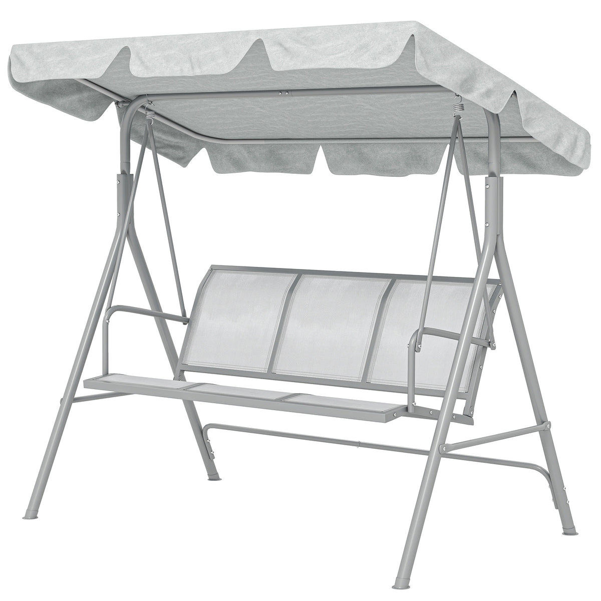 3-Seater Patio Swing, Outdoor Swing Chair, A Frame Porch Swing with Canopy Garden Hammock Glider Bed, Black – view 8