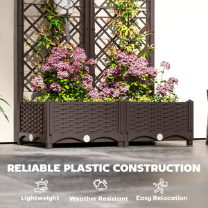 Raised Garden Bed with Trellis, Plastic Raised Flower Bed with Drainage Holes and Drain Plugs – view 11