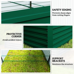 8' x 4' x 2' Raised Garden Bed, Galvanized Planter Box for Growing Flowers, Herbs and Vegetables, Green