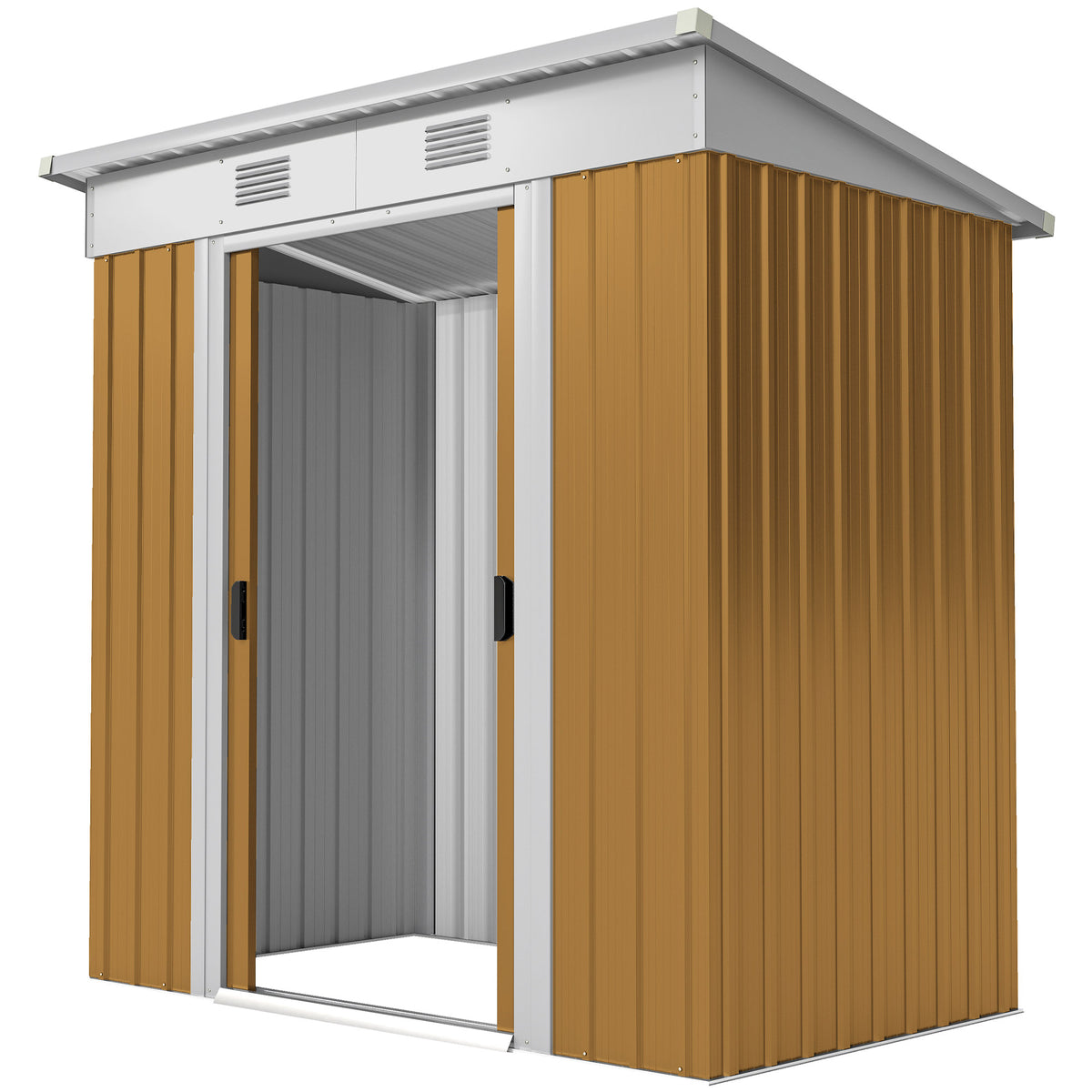 6' x 4' Outdoor Storage Shed, Metal Garden Tool Storage House Organizer with Lockable Sliding Doors and – view 15