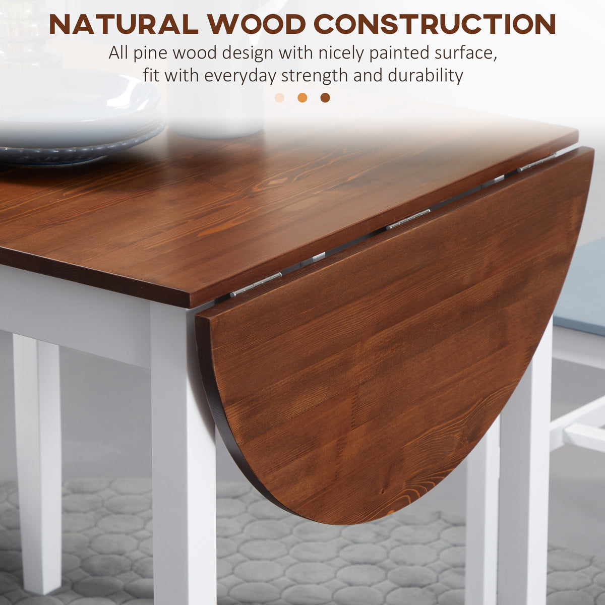 Solid Wood Kitchen Table, Drop Leaf Tables for Small Spaces, Folding Dining Table, Black – view 12