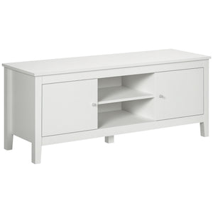 Modern TV Stand for TVs up to 55", TV Bench with Storage Cupboards and Shelves, 47.2" x 16.7" x 19.7", White