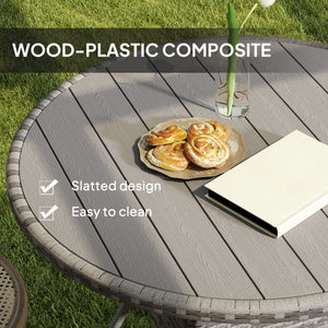 27.5" Outdoor Wicker Dining Table, PE Rattan Patio Furniture with Wood-plastic Composite Top, Grey – view 11