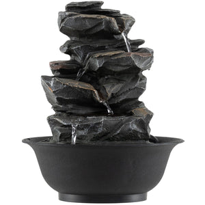 Tabletop Water Fountain with LED Light Indoor Desktop Cascading Water Feature