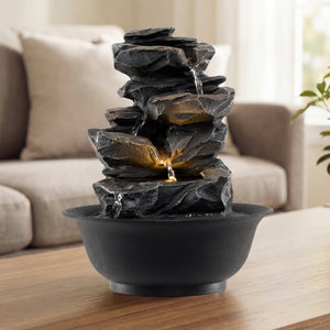 Tabletop Water Fountain with LED Light Indoor Desktop Cascading Water Feature view 2