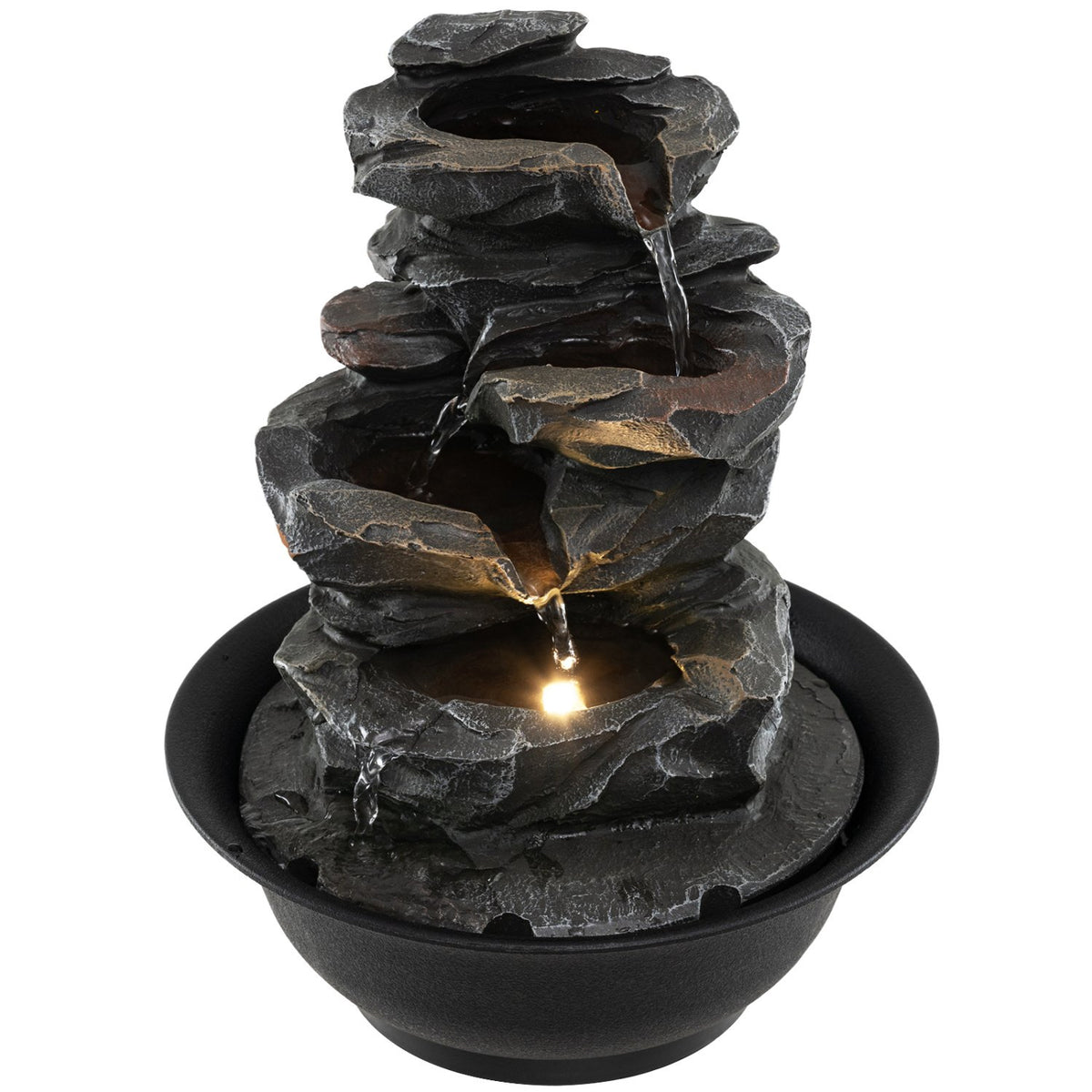 Tabletop Water Fountain with LED Light Indoor Desktop Cascading Water Feature view 4