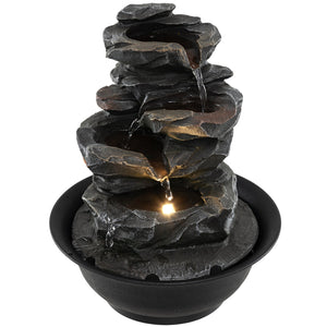 Tabletop Water Fountain with LED Light Indoor Desktop Cascading Water Feature view 4