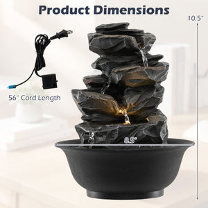 Tabletop Water Fountain with LED Light Indoor Desktop Cascading Water Feature view 5