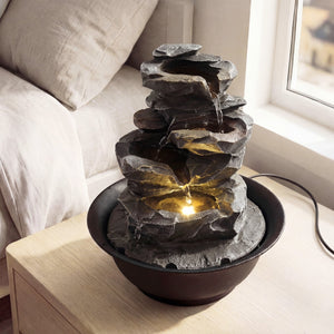 Tabletop Water Fountain with LED Light Indoor Desktop Cascading Water Feature view 7