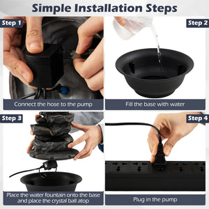 Tabletop Water Fountain with LED Light Indoor Desktop Cascading Water Feature view 8
