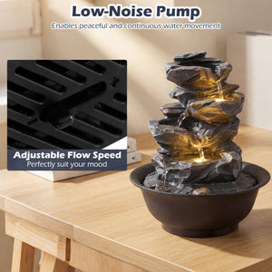 Tabletop Water Fountain with LED Light Indoor Desktop Cascading Water Feature view 9