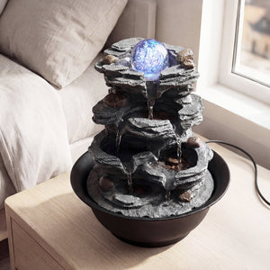 Tabletop Water Fountain with Rolling Crystal Ball and Color-Changing LED Light-A view 3