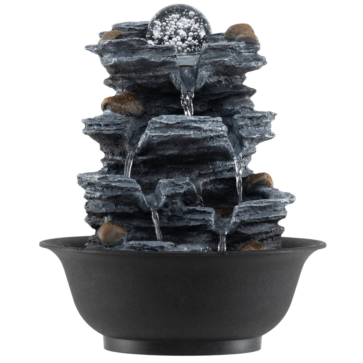 Tabletop Water Fountain with Rolling Crystal Ball and Color-Changing LED Light-A view 4