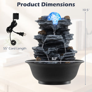 Tabletop Water Fountain with Rolling Crystal Ball and Color-Changing LED Light-A view 5