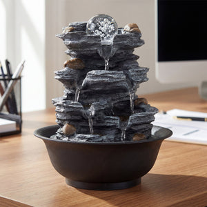 Tabletop Water Fountain with Rolling Crystal Ball and Color-Changing LED Light-A view 7