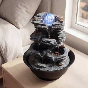 Tabletop Water Fountain with Rolling Crystal Ball and Color-Changing LED Light-A view 8