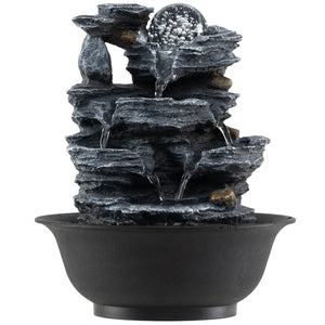 Tabletop Water Fountain with Rolling Crystal Ball and Color-Changing LED Light-B view 4
