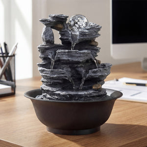 Tabletop Water Fountain with Rolling Crystal Ball and Color-Changing LED Light-B view 6