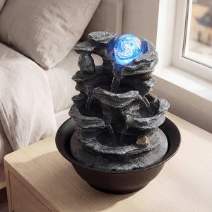 Tabletop Water Fountain with Rolling Crystal Ball and Color-Changing LED Light-B view 7