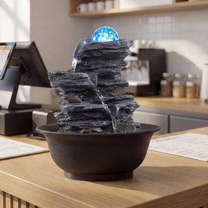 Tabletop Water Fountain with Rolling Crystal Ball and Color-Changing LED Light-C view 2