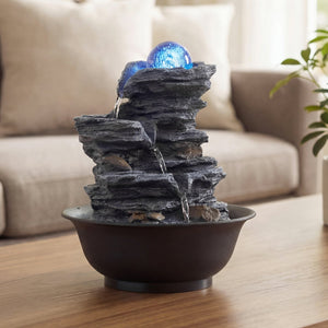 Tabletop Water Fountain with Rolling Crystal Ball and Color-Changing LED Light-C view 3