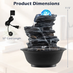 Tabletop Water Fountain with Rolling Crystal Ball and Color-Changing LED Light-C view 5