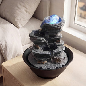 Tabletop Water Fountain with Rolling Crystal Ball and Color-Changing LED Light-C view 7