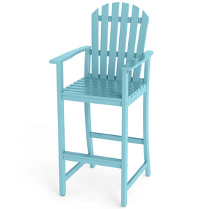 Tall Adirondack Chair with Armrests and Footrest for Deck-Turquoise