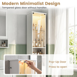 Tall Bathroom Storage Cabinet with LED Lights and Adjustable Shelves-White view 8