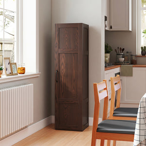 Tall Storage Cabinet with 4 Storage Shelves for Bathroom Living Room-Brown view 3