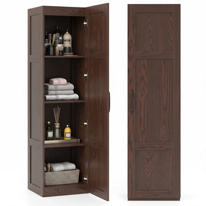 Tall Storage Cabinet with 4 Storage Shelves for Bathroom Living Room-Brown view 4