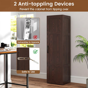 Tall Storage Cabinet with 4 Storage Shelves for Bathroom Living Room-Brown view 8