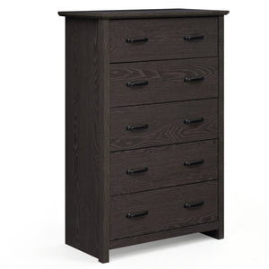 Tall Storage Dresser with 5 Pull-out Drawers for Bedroom Living Room-Gray view 4