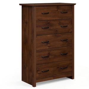 Tall Storage Dresser with 5 Pull-out Drawers for Bedroom Living Room-Walnut view 4