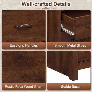 Tall Storage Dresser with 5 Pull-out Drawers for Bedroom Living Room-Walnut view 7