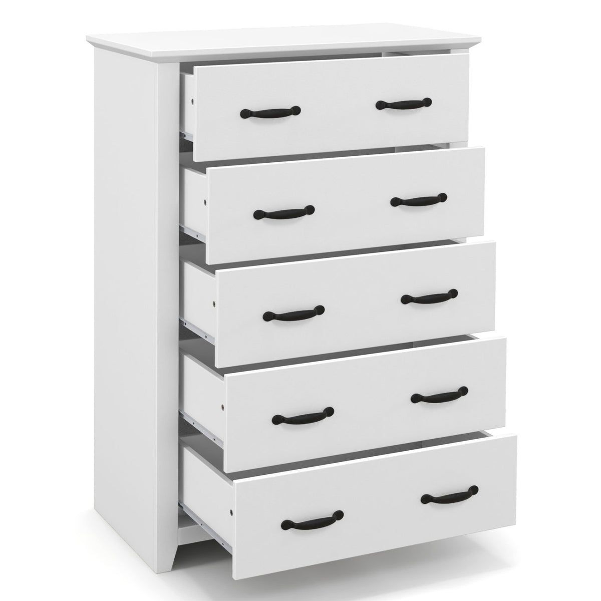 Tall Storage Dresser with 5 Pull-out Drawers for Bedroom Living Room-White