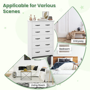 Tall Storage Dresser with 5 Pull-out Drawers for Bedroom Living Room-White view 6