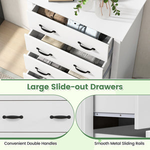 Tall Storage Dresser with 5 Pull-out Drawers for Bedroom Living Room-White view 7