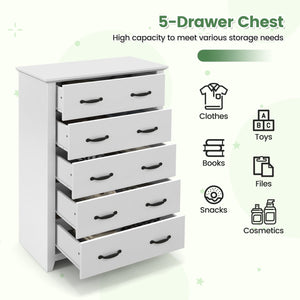 Tall Storage Dresser with 5 Pull-out Drawers for Bedroom Living Room-White view 9