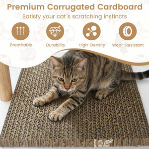Tall Wood Cat Tower with 2 Corrugated Cardboard-White view 7